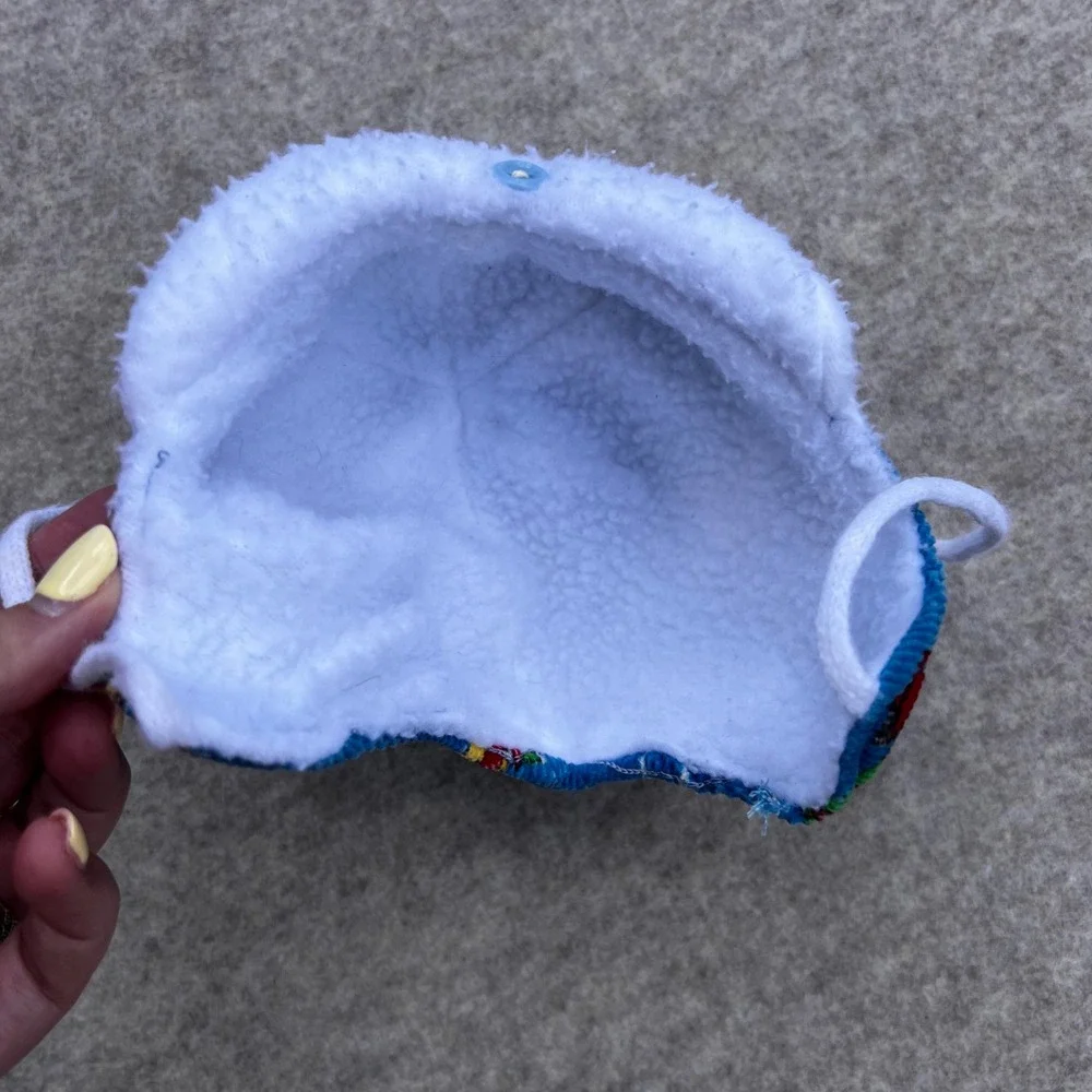 OshKosh VTG Trapper Hat Newborn Baby Blue Corduroy Good Bear ABC 123 Fleece